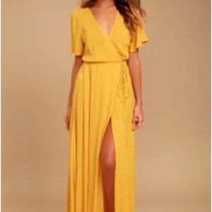 Much Obliged Golden Yellow Wrap Maxi Dress